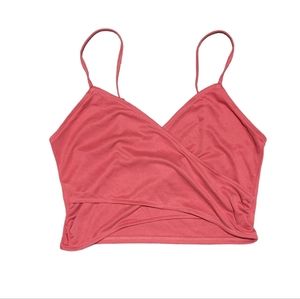 Victoria Secret pink cropped wrap ribbed sports tank top small